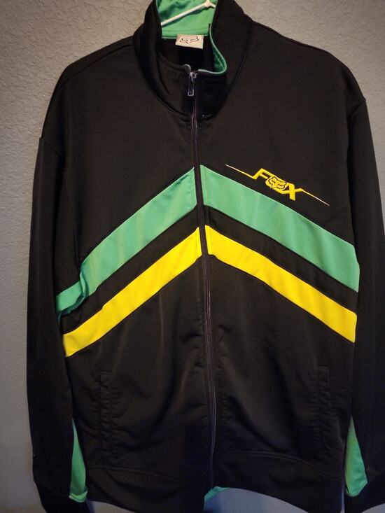 Fox Other - Fox Racing Mens XL Jacket Full Zip Up Retro Style Black Green Yellow Pockets